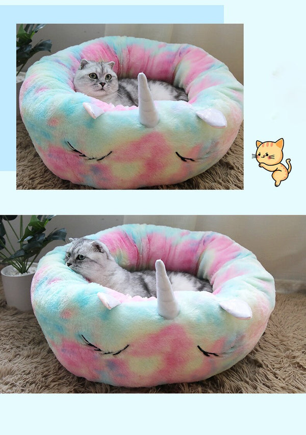Pet Dog Bed Unicorn Round Cat House Soft Puppy Sofa Non-Slip Durable Sleeping Mat For Cats Small Dog Warm Cushion Pet Products | Vimost Shop.