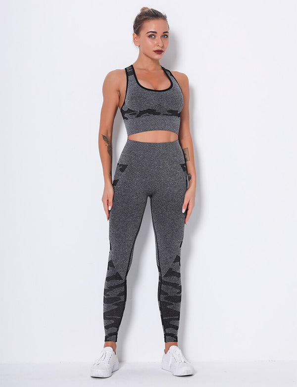Women Workout Outfit 2 Pieces Yoga Set Seamless Running Leggings with Sports Bra Padded Tops Suit Gym Clothes Fitness Sportswear | Vimost Shop.