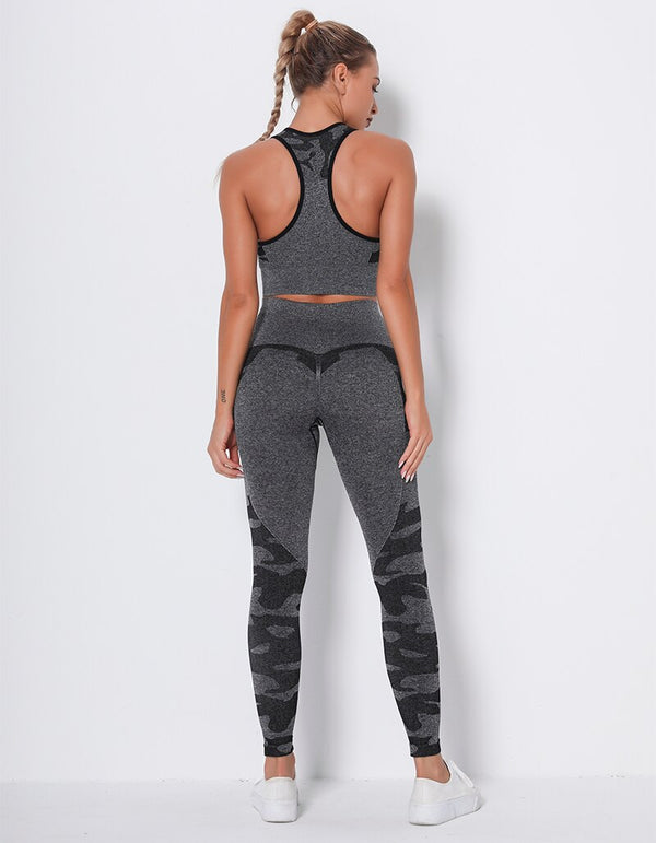 Women Workout Outfit 2 Pieces Yoga Set Seamless Running Leggings with Sports Bra Padded Tops Suit Gym Clothes Fitness Sportswear | Vimost Shop.
