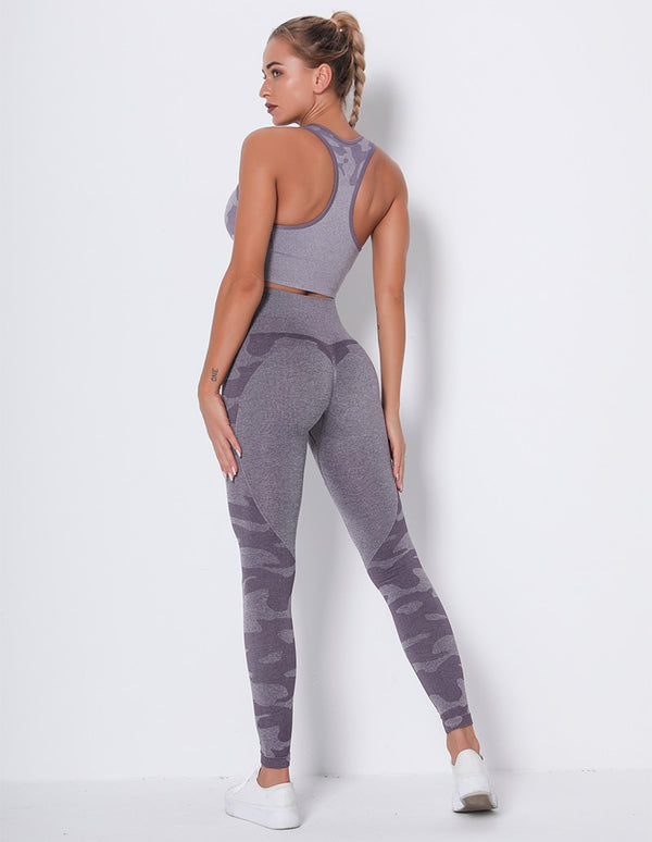 Women Workout Outfit 2 Pieces Yoga Set Seamless Running Leggings with Sports Bra Padded Tops Suit Gym Clothes Fitness Sportswear | Vimost Shop.