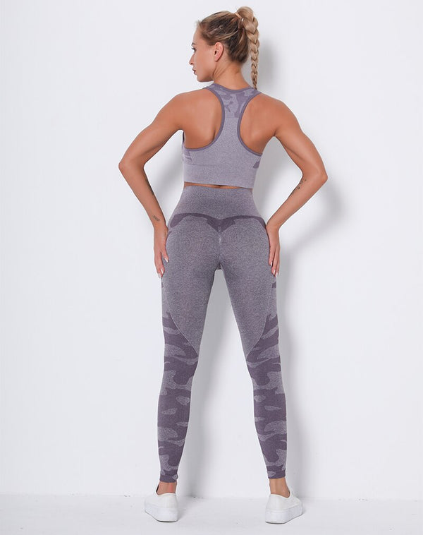 Women Workout Outfit 2 Pieces Yoga Set Seamless Running Leggings with Sports Bra Padded Tops Suit Gym Clothes Fitness Sportswear | Vimost Shop.