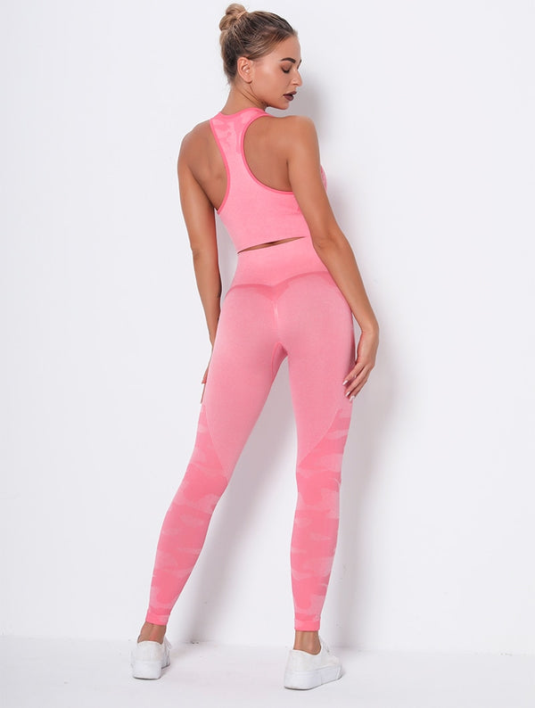 Women Workout Outfit 2 Pieces Yoga Set Seamless Running Leggings with Sports Bra Padded Tops Suit Gym Clothes Fitness Sportswear | Vimost Shop.