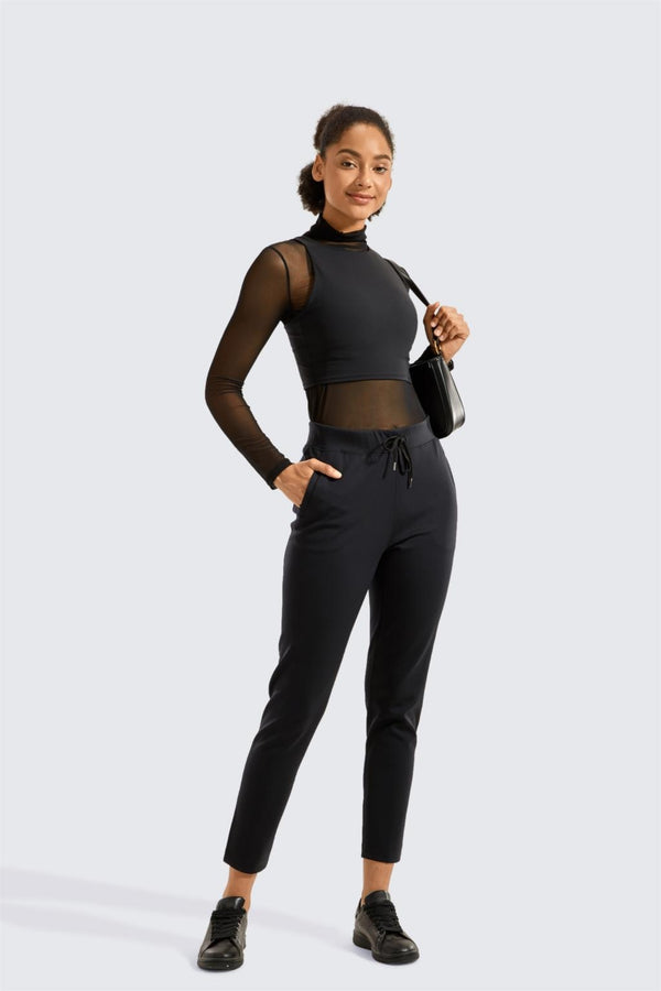 Women's Stretch Casual Pants Drawstring Jogger Travel Lounge Sweatpants with Zipper Pockets