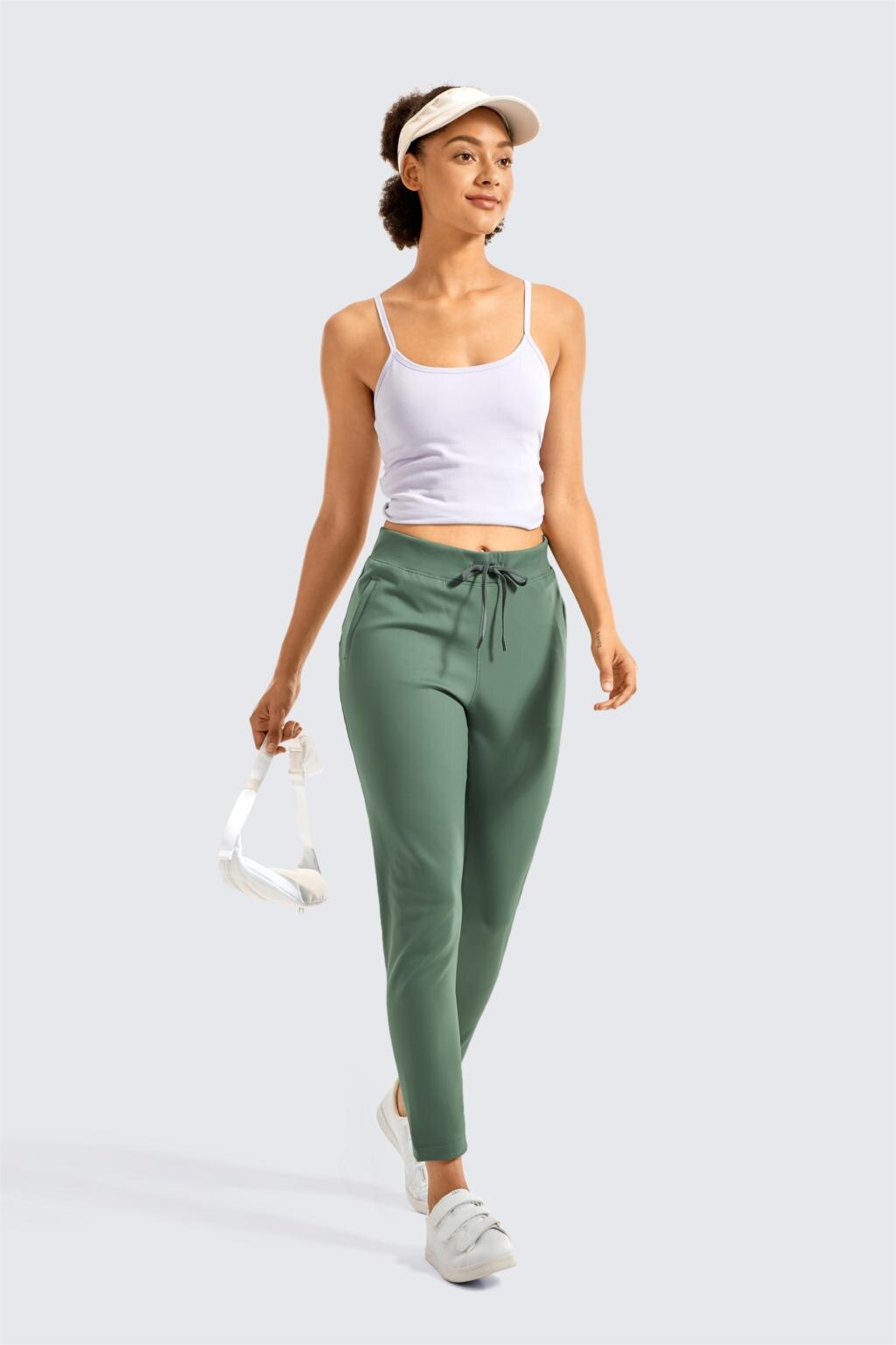 Women's Stretch Casual Pants Drawstring Jogger Travel Lounge Sweatpants with Zipper Pockets
