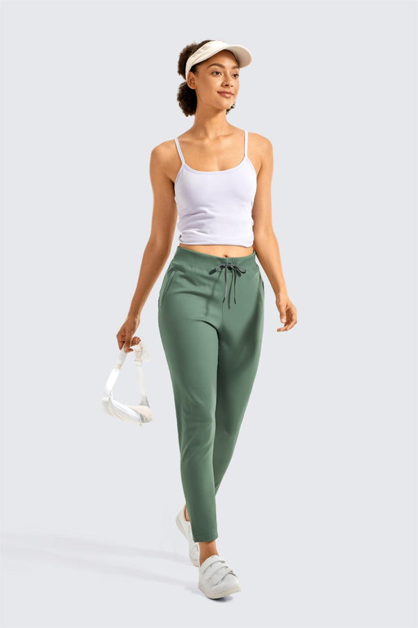 Women's Stretch Casual Pants Drawstring Jogger Travel Lounge Sweatpants with Zipper Pockets