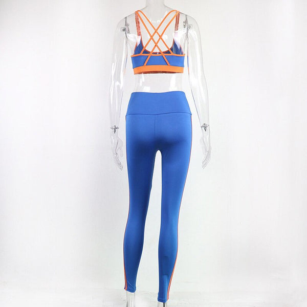 Seamless Striped Yoga Set For Fitness Casual Bra Crop Top High Waist Leggings Two Piece Set Sportswear Workout GYM Tracksuit | Vimost Shop.