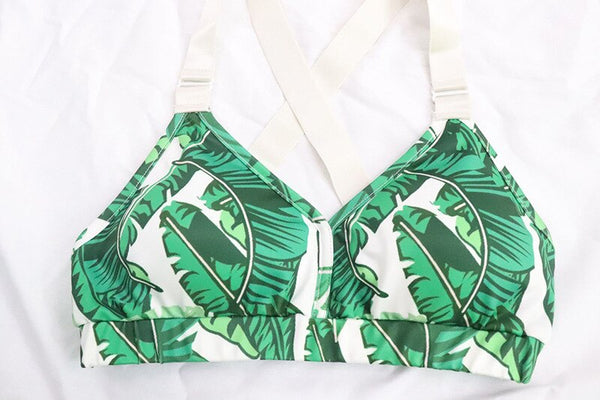 Seamless Leaf Print Yoga Set Gym Clothing Fashion Bra Crop Top Leggings Suit Push Up Workout Training Running Sports Tracksuit | Vimost Shop.