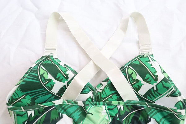 Seamless Leaf Print Yoga Set Gym Clothing Fashion Bra Crop Top Leggings Suit Push Up Workout Training Running Sports Tracksuit | Vimost Shop.