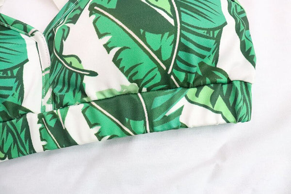 Seamless Leaf Print Yoga Set Gym Clothing Fashion Bra Crop Top Leggings Suit Push Up Workout Training Running Sports Tracksuit | Vimost Shop.