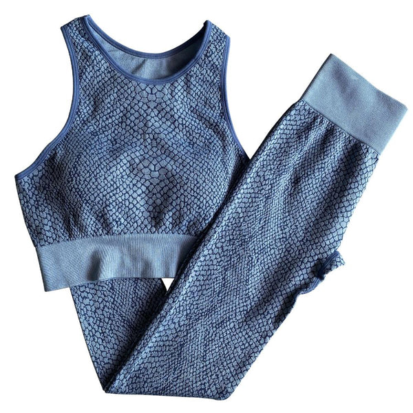 Seamless Python Pattern Yoga Set Gym Clothing Fashion Tank Crop Top Leggings Suit Push Up Workout Training Running Tracksuit | Vimost Shop.