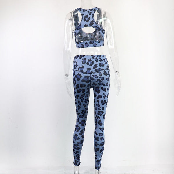 Sportswear Seamless Leopard Print Yoga Gym Yoga Set Casual Tank Crop Top High Waist Leggings Two Piece Set Workout Fitness Suit | Vimost Shop.