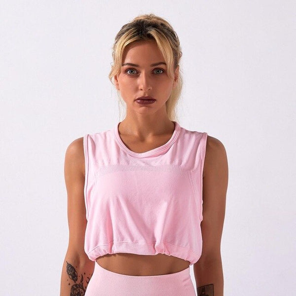 Sportswear Yoga Set Women GYM Clothing Solid Loose Tank Drawstring Crop Top Leggings Set Workout Running Fitness Tracksuit | Vimost Shop.