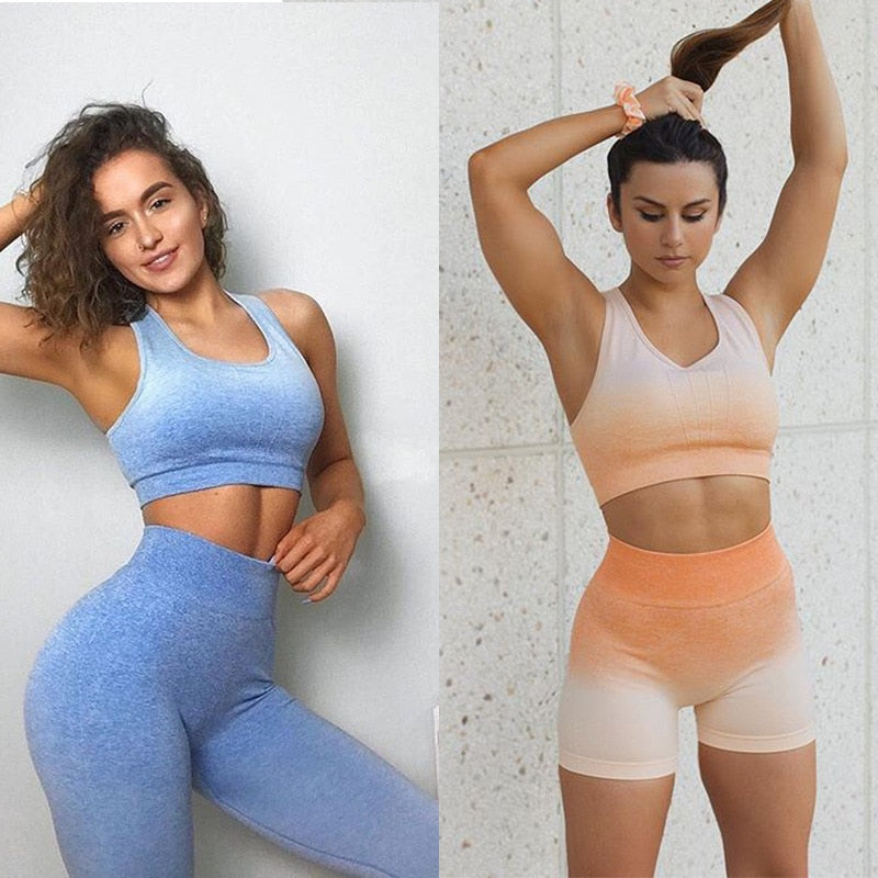 Sportswear Yoga Shorts Set Women GYM Clothing Tank Crop Top And Shorts Two Piece Set Casual Workout Push Up Active Tracksuit | Vimost Shop.