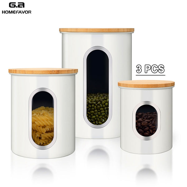 3 Pcs Storage Bin Food Container Snack Canister Set Coffee Bean Tea Sugar Box With Seal Lid Kitchen Food Organization Jar | Vimost Shop.