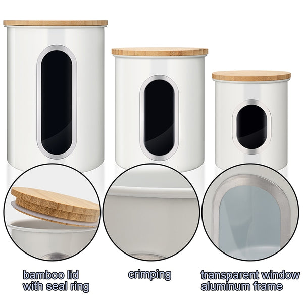 3 Pcs Storage Bin Food Container Snack Canister Set Coffee Bean Tea Sugar Box With Seal Lid Kitchen Food Organization Jar | Vimost Shop.