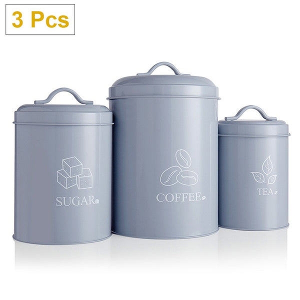 3 Pcs Storage Bin Food Container Snack Canister Set Coffee Bean Tea Sugar Box With Seal Lid Kitchen Food Organization Jar | Vimost Shop.