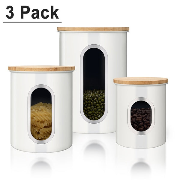 3 Pcs Storage Bin Food Container Snack Canister Set Coffee Bean Tea Sugar Box With Seal Lid Kitchen Food Organization Jar | Vimost Shop.