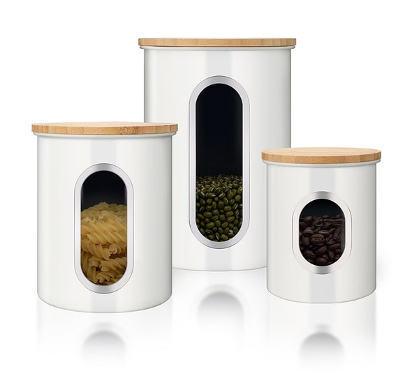 3 Pcs Storage Bin Food Container Snack Canister Set Coffee Bean Tea Sugar Box With Seal Lid Kitchen Food Organization Jar | Vimost Shop.