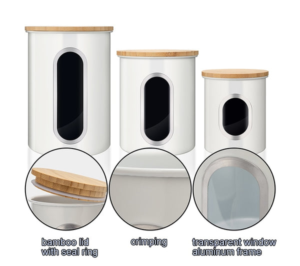 3 Pcs Storage Bin Food Container Snack Canister Set Coffee Bean Tea Sugar Box With Seal Lid Kitchen Food Organization Jar | Vimost Shop.