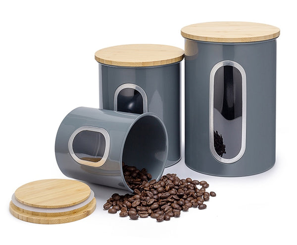 3 Pcs Storage Bin Food Container Snack Canister Set Coffee Bean Tea Sugar Box With Seal Lid Kitchen Food Organization Jar | Vimost Shop.