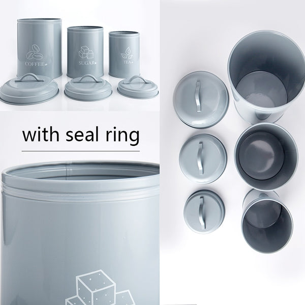 3 Pcs Storage Bin Food Container Snack Canister Set Coffee Bean Tea Sugar Box With Seal Lid Kitchen Food Organization Jar | Vimost Shop.