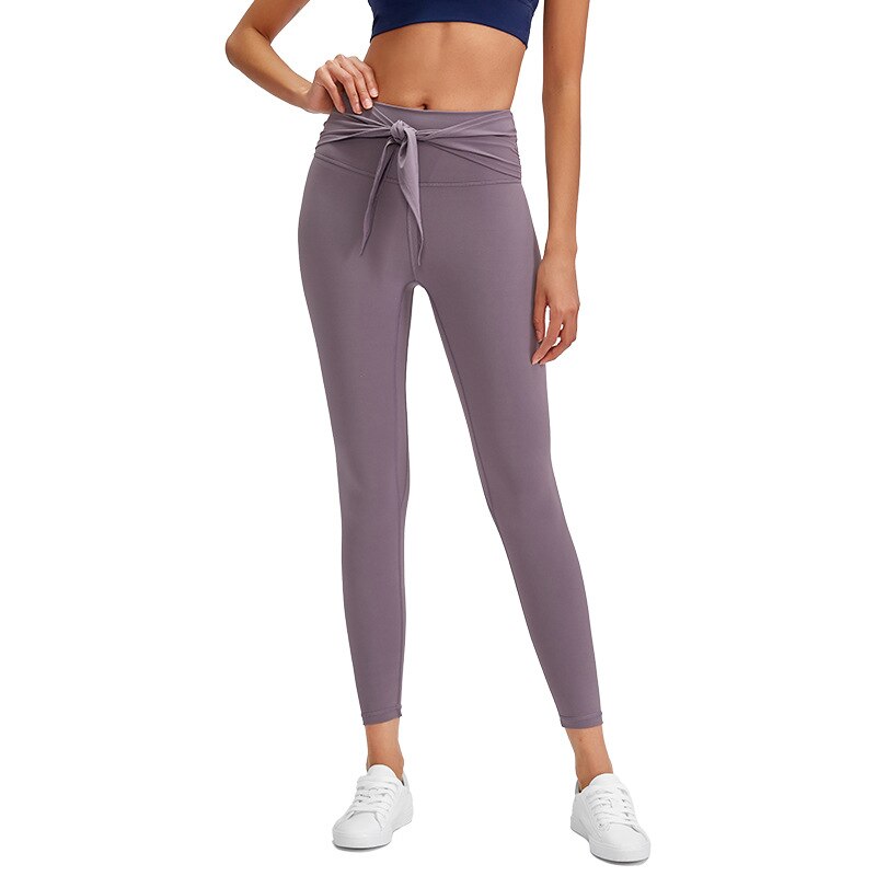 Autumn Tie Knot Solid Yoga Pants Fashion Gym Fitness High Waist Leggings Workout Push Up Sports Trousers Hot Sale Energy Pants | Vimost Shop.