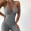 Women Solid Ribbing Yoga Jumpsuit Cami Top Shorts Romper Kintted Fashion Bodycon One Piece Workout Push Up Sport Energy Playsuit | Vimost Shop.