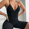 Women Solid Ribbing Yoga Jumpsuit Cami Top Shorts Romper Kintted Fashion Bodycon One Piece Workout Push Up Sport Energy Playsuit | Vimost Shop.