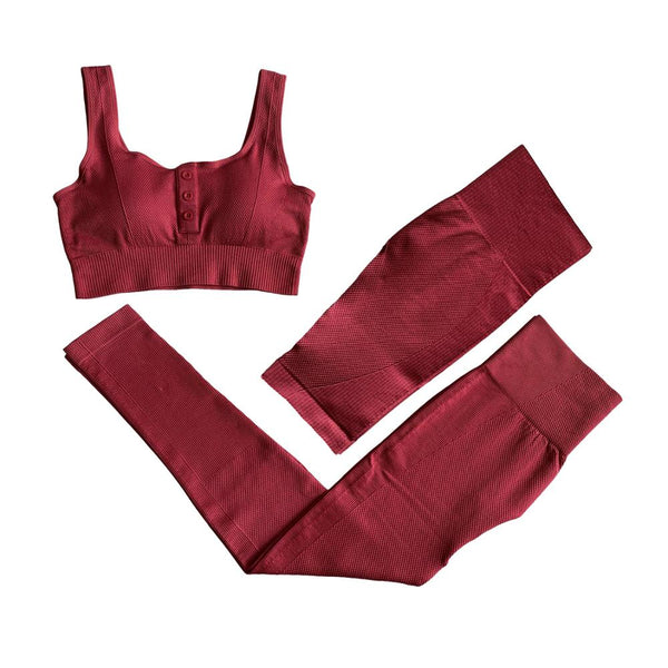 Sportswear Yoga 3PCS Set Women GYM Clothing Solid Sleeveless Tank Top +Shorts+Pants Suit Casual Workout Active Push Up Tracksuit | Vimost Shop.
