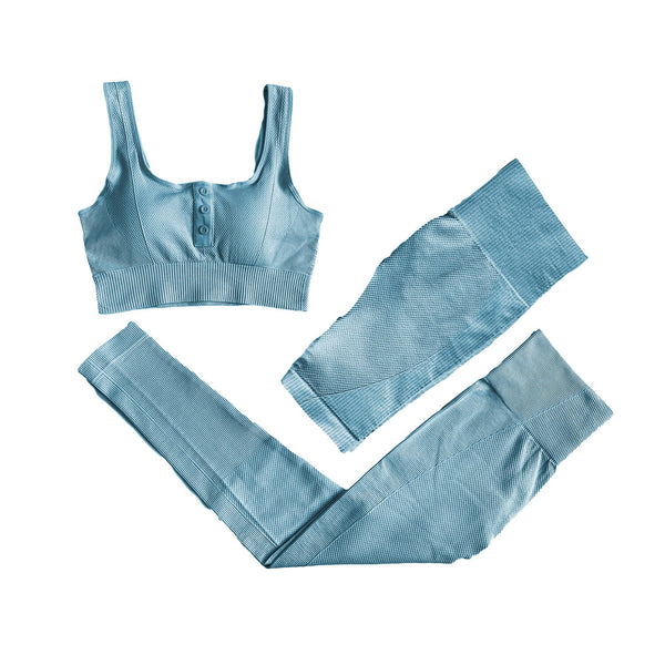 Sportswear Yoga 3PCS Set Women GYM Clothing Solid Sleeveless Tank Top +Shorts+Pants Suit Casual Workout Active Push Up Tracksuit | Vimost Shop.