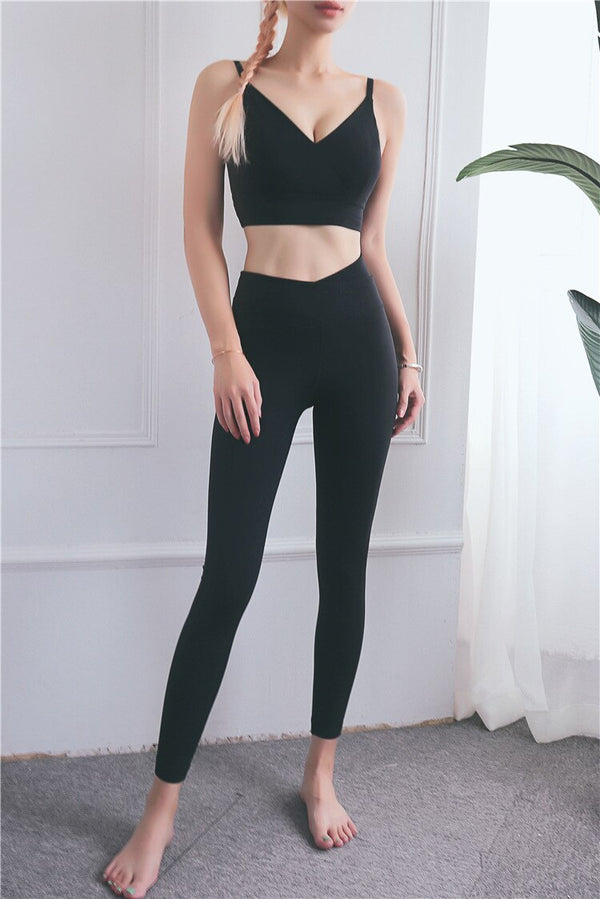 Seamless Sports Gym V Neck Bra Crop Top Push Up Workout Beauty Back Solid Top Shockproof Training Fitness Running Vest Shirt | Vimost Shop.