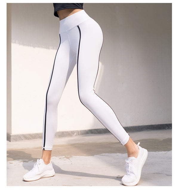 Autumn Striped Yoga Leggings For Women Hip Lifting Slim Shaping Sports Pants Casual Gym Fitness Workout Running Training Trouser | Vimost Shop.