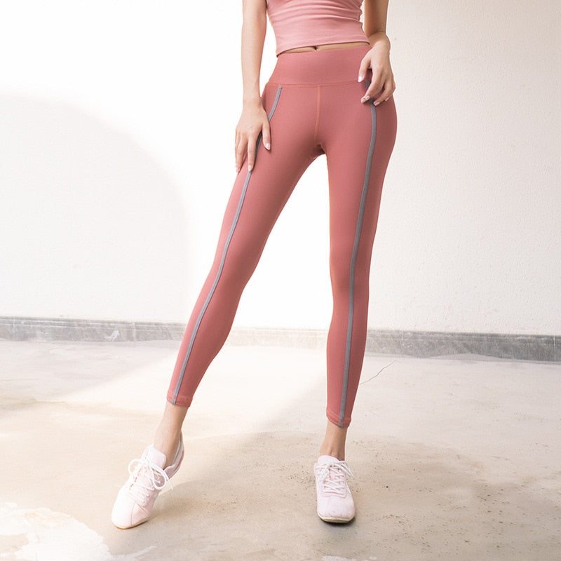 Autumn Striped Yoga Leggings For Women Hip Lifting Slim Shaping Sports Pants Casual Gym Fitness Workout Running Training Trouser | Vimost Shop.