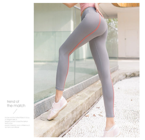 Autumn Striped Yoga Leggings For Women Hip Lifting Slim Shaping Sports Pants Casual Gym Fitness Workout Running Training Trouser | Vimost Shop.