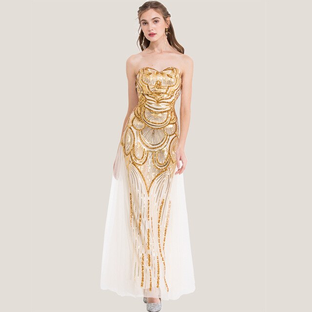 Vintage Sequin 1920S Prom Dresses Art Deco Tulle Formal Gown | Vimost Shop.