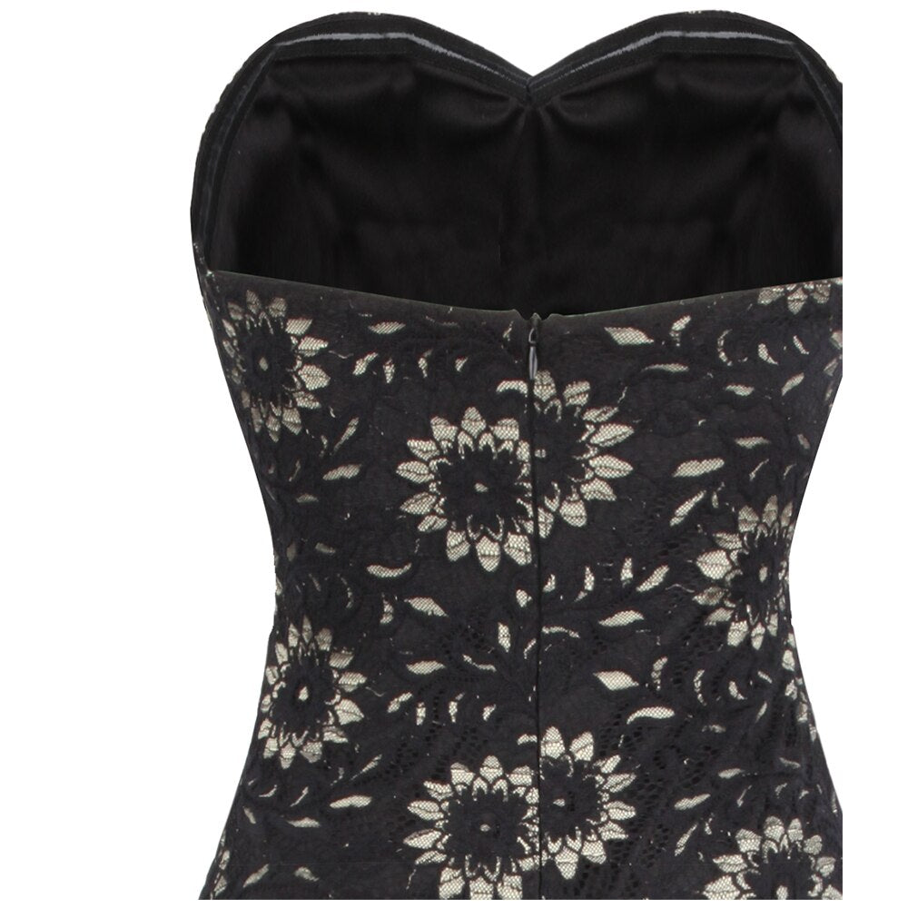 Strapless Floral Lace See Through Mermaid Formal Long Evening Dresses Black | Vimost Shop.
