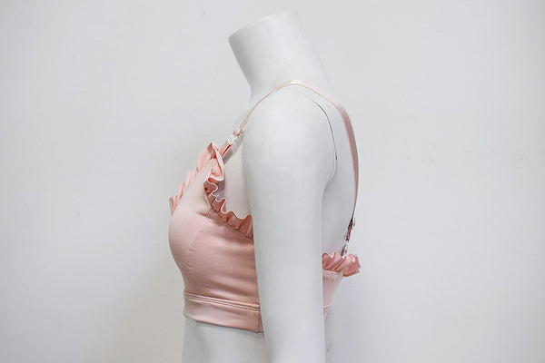 Solid Yoga Bra Top With Lacework Sports Gym Fitness Workout Push Up Crop Top Sweet Sporty Tank Shockproof Quick Dry Tees | Vimost Shop.