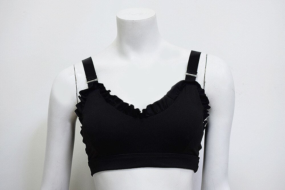 Solid Yoga Bra Top With Lacework Sports Gym Fitness Workout Push Up Crop Top Sweet Sporty Tank Shockproof Quick Dry Tees | Vimost Shop.