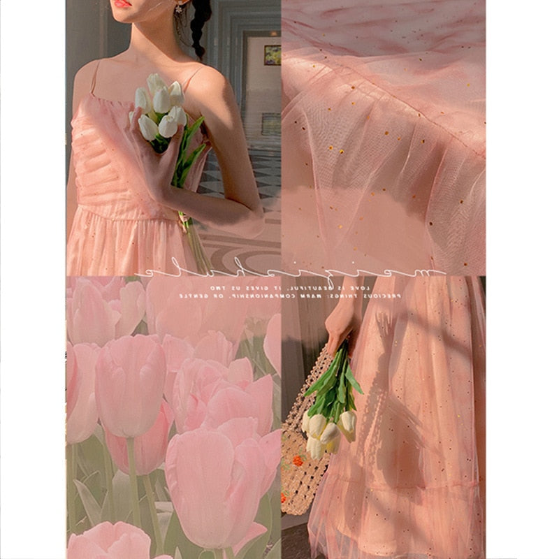 Long dress spaghetti strap BacklessMesh Long Sleeveless Dress New Female Tide Ladies | Vimost Shop.