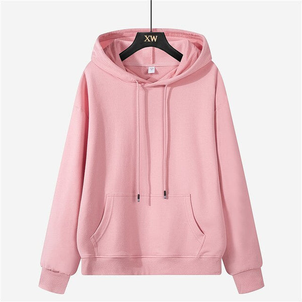 Autumn winter fleece oversize hoodies solid color jackets toppies womens tracksuits hooded sweatshirts | Vimost Shop.
