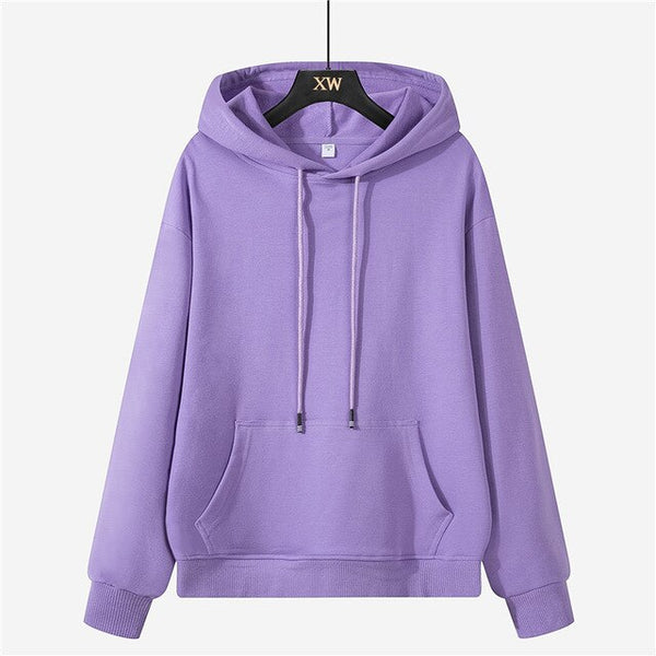 Autumn winter fleece oversize hoodies solid color jackets toppies womens tracksuits hooded sweatshirts | Vimost Shop.