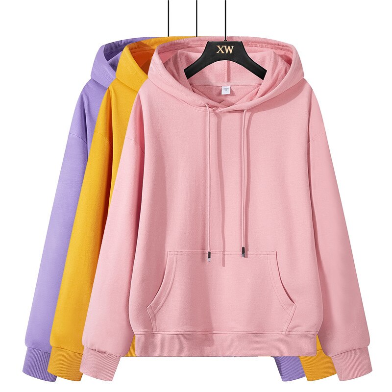 Autumn winter fleece oversize hoodies solid color jackets toppies womens tracksuits hooded sweatshirts | Vimost Shop.
