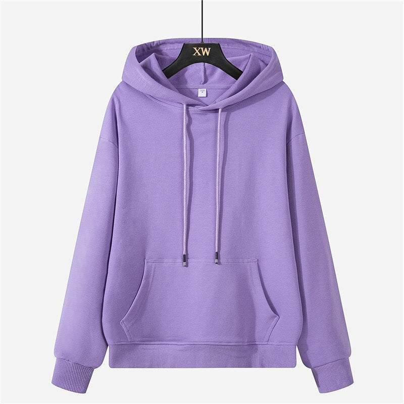 Autumn winter fleece oversize hoodies solid color jackets toppies womens tracksuits hooded sweatshirts | Vimost Shop.