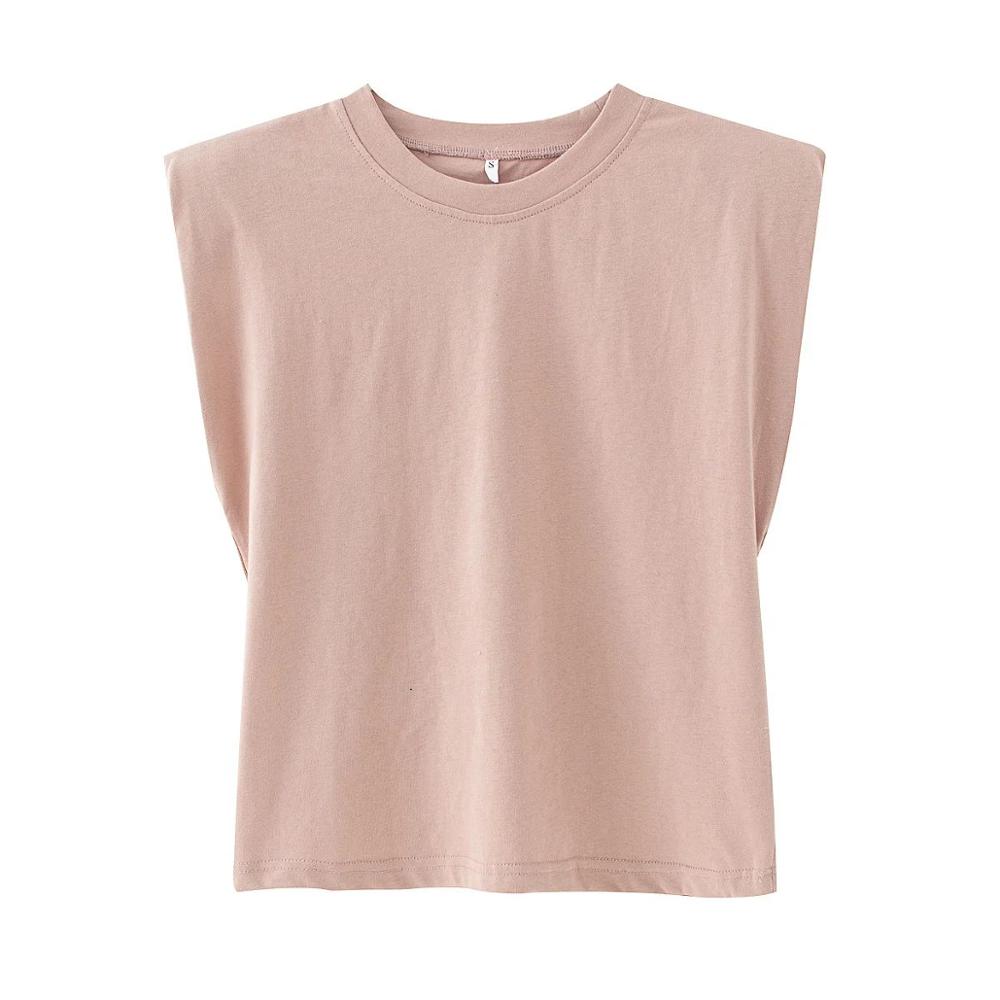 Shoulder pads Sleeveless tank 95% cotton pullover basic style Casual Femme T- shirts New Summer Women Tops | Vimost Shop.