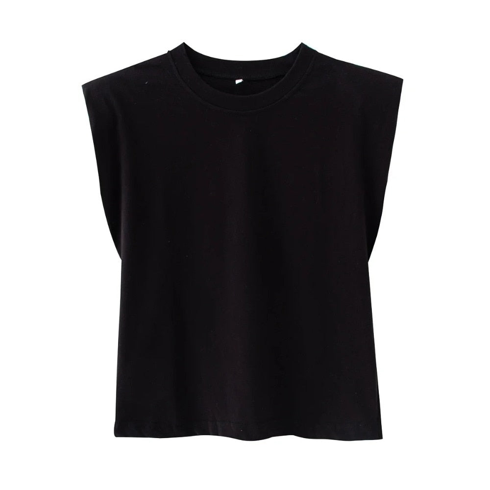 Shoulder pads Sleeveless tank 95% cotton pullover basic style Casual Femme T- shirts New Summer Women Tops | Vimost Shop.