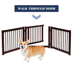 24" Configurable Folding 3 Panel Pine Wood Dog Fence Pet Dog Supplies PS6472