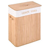 Folding Double Rectangle Bamboo Hamper Laundry Basket Withdrawable Inside Liner Thickened Lid with PU Leather Handle | Vimost Shop.