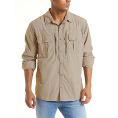 Summer Tactical Shirts Men's Mesh Breathable Long Sleeve Multi-Pockets Work Cargo Shirts Quick Dry Military Army Shirts