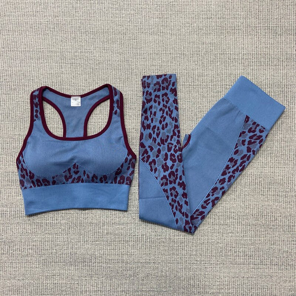 Seamless Leopard Yoga Suit Gym Clothings Women Bra Top And Leggings Sexy Fitness Sports Running Push Up Hips Lifting Tracksuit | Vimost Shop.