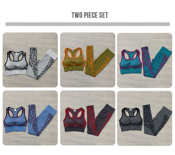 Seamless Leopard Yoga Suit Gym Clothings Women Bra Top And Leggings Sexy Fitness Sports Running Push Up Hips Lifting Tracksuit | Vimost Shop.